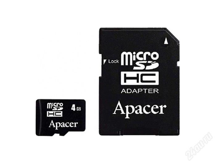 Адаптер Micro SD Apacer Class 4 4GB + SD