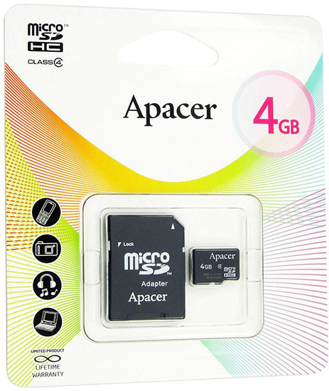Адаптер Micro SD Apacer Class 4 4GB + SD