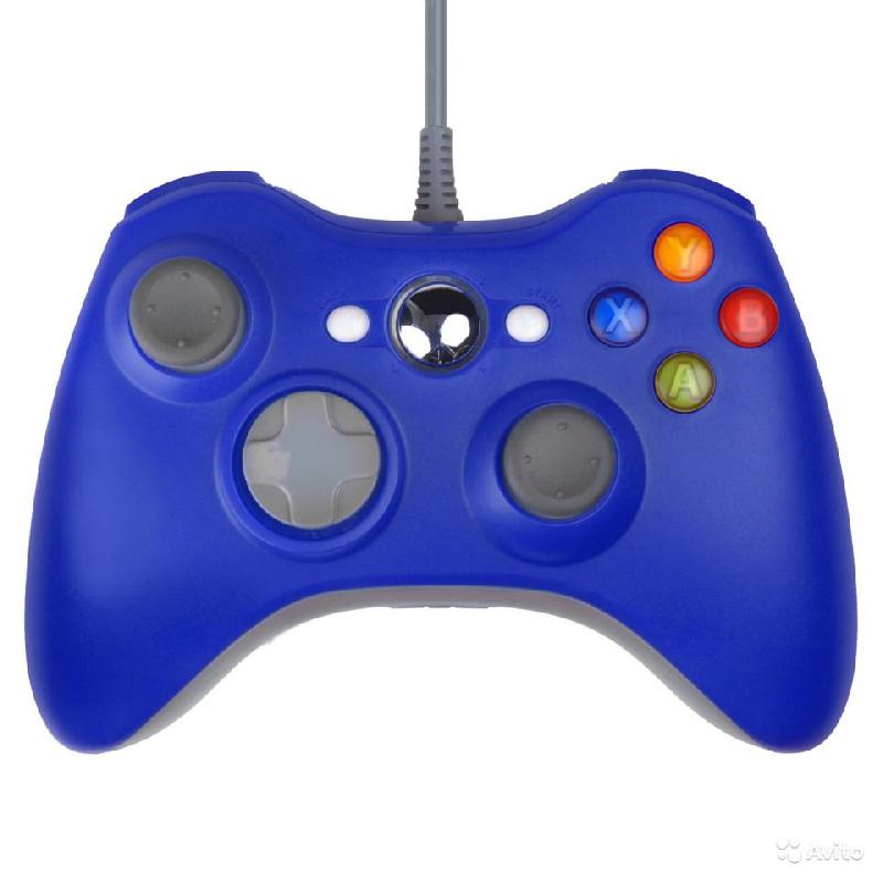Джойстик Xbox 360 проводной (синий)